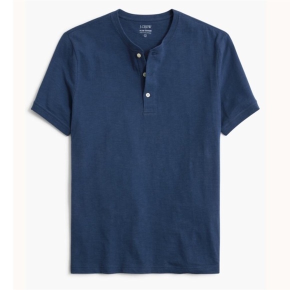 J. Crew Other - NEW J. Crew Slub Cotton Henley Shirt Button Short Sleeve Blue Mens M - 2 holes